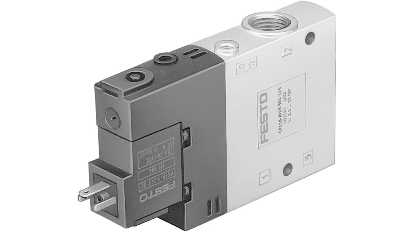 Festo 3/2 Solenoid Pilot Valve - Electrical G 1/4 CPE Series 24V dc, 163141