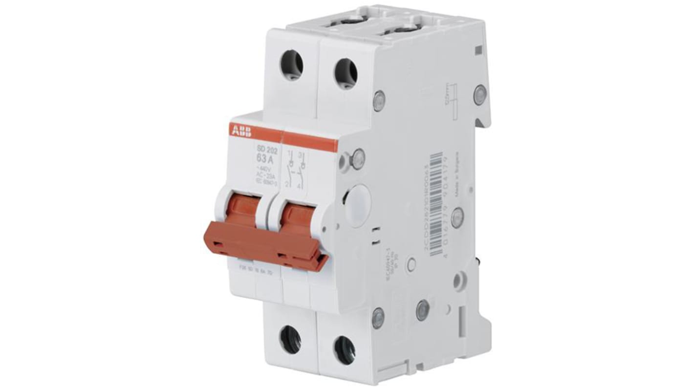 Interrupteur-sectionneur ABB Pro M Compact SD202, 2P, 32A, 125 V dc, 440V c.a.