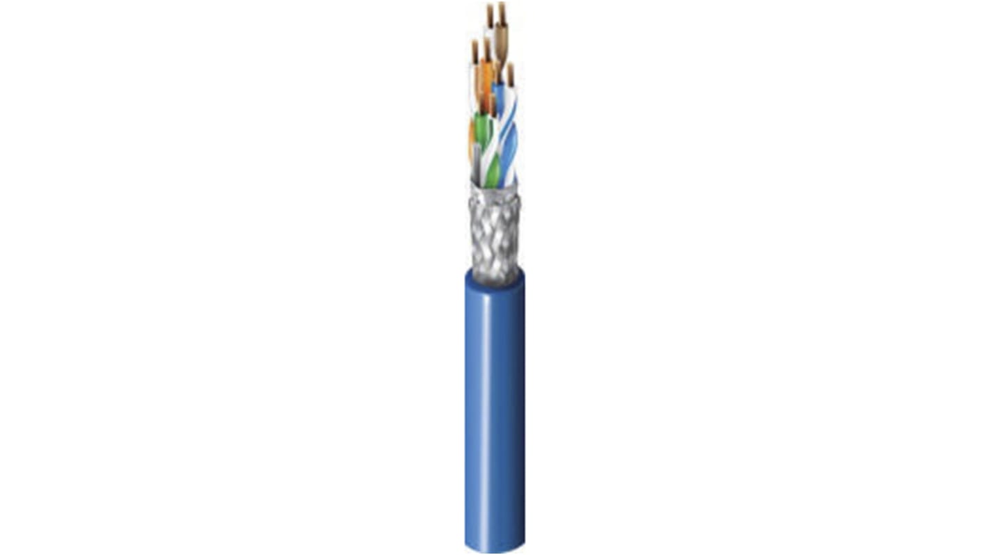 Cable Ethernet Cat6a S/FTP Belden de color Azul, long. 500m, funda de LSZH, Libre de halógenos y bajo nivel de humo
