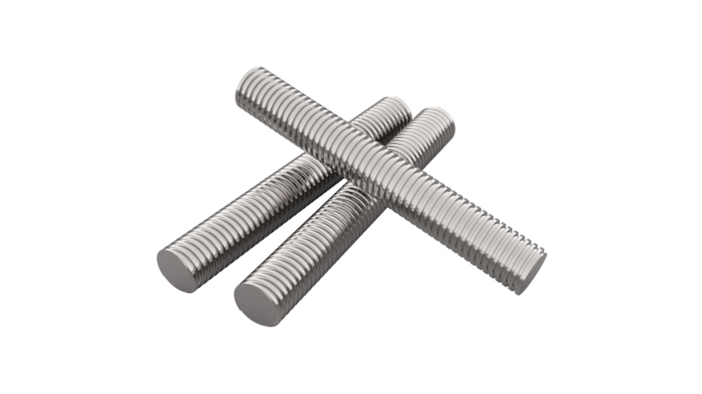 RS PRO Zinc Plated Mild Steel Threaded Rod, M4, 20mm