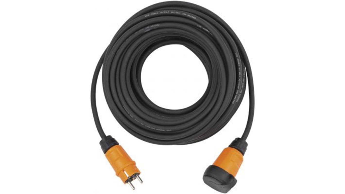 Regleta de enchufes brennenstuhl Professional Line, long. cable 25m, 1 toma Schuko, 230 V ac, 16A, de Neopreno Negro,