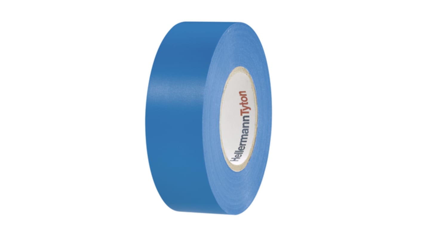 Cinta aislante de PVC HellermannTyton de color Azul, 19mm x 20m, grosor 0.15mm