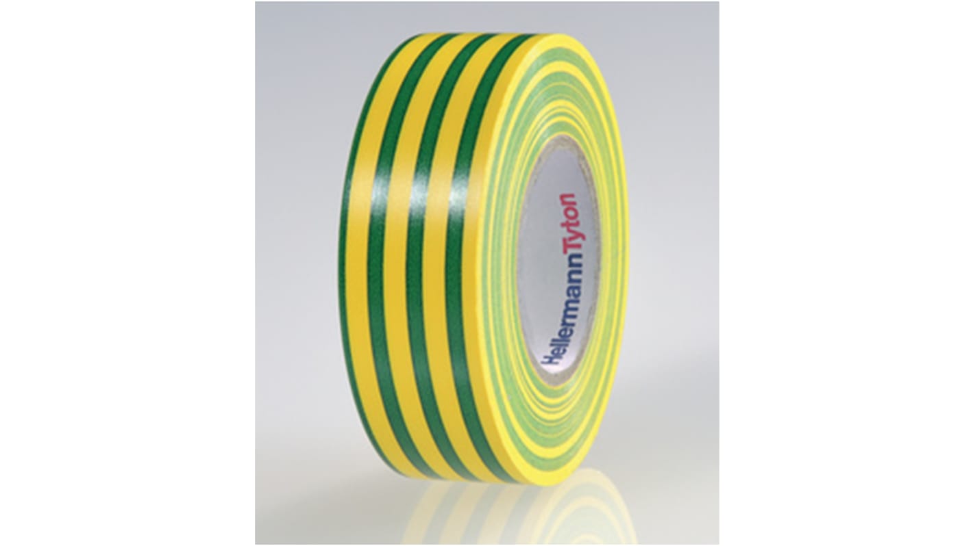 HellermannTyton HelaTape Flex Green, Yellow Electrical Tape, 19mm x 20m