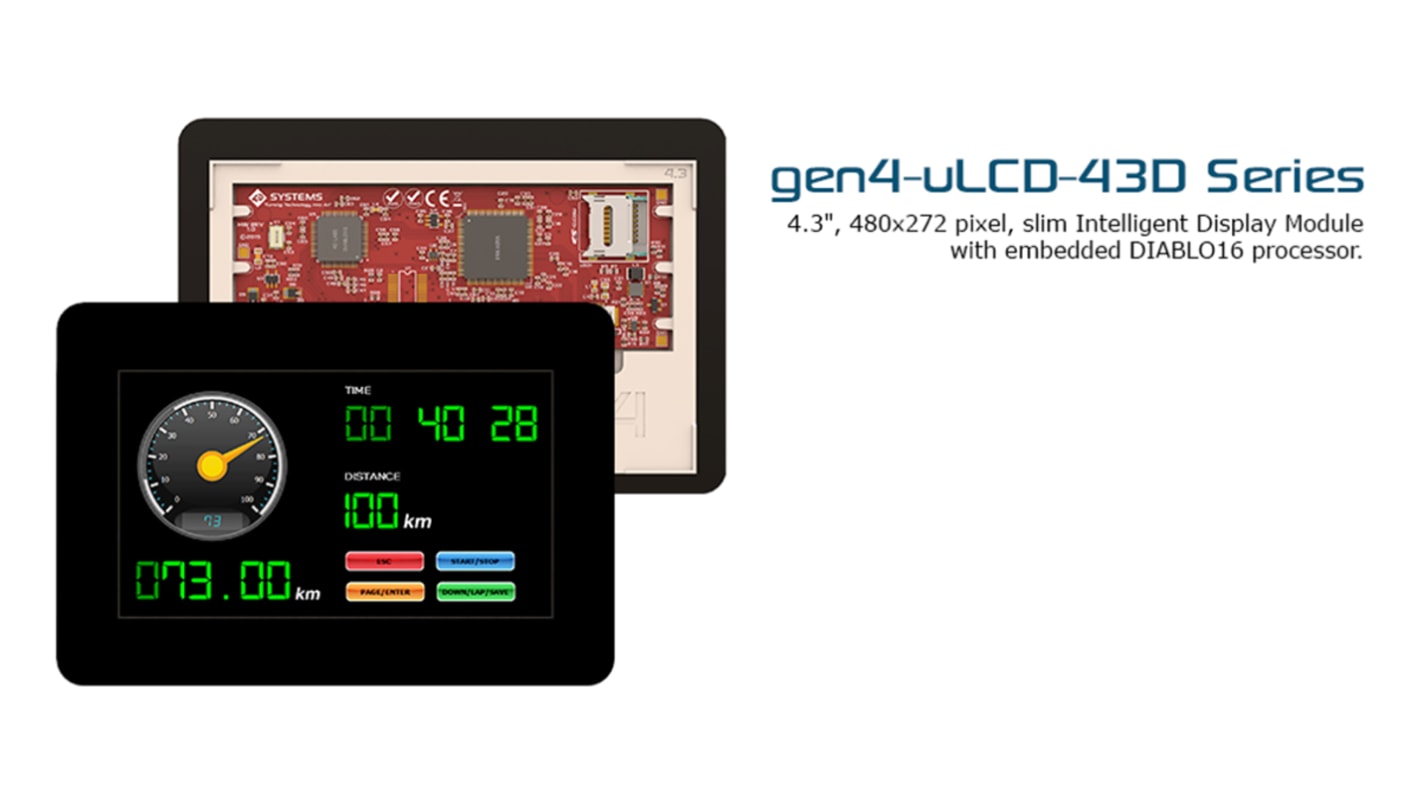 Kit de iniciación con pantalla táctil resistiva de 4.3pulgada 4D Systems Gen4 Diablo16 - SK-gen4-43DT