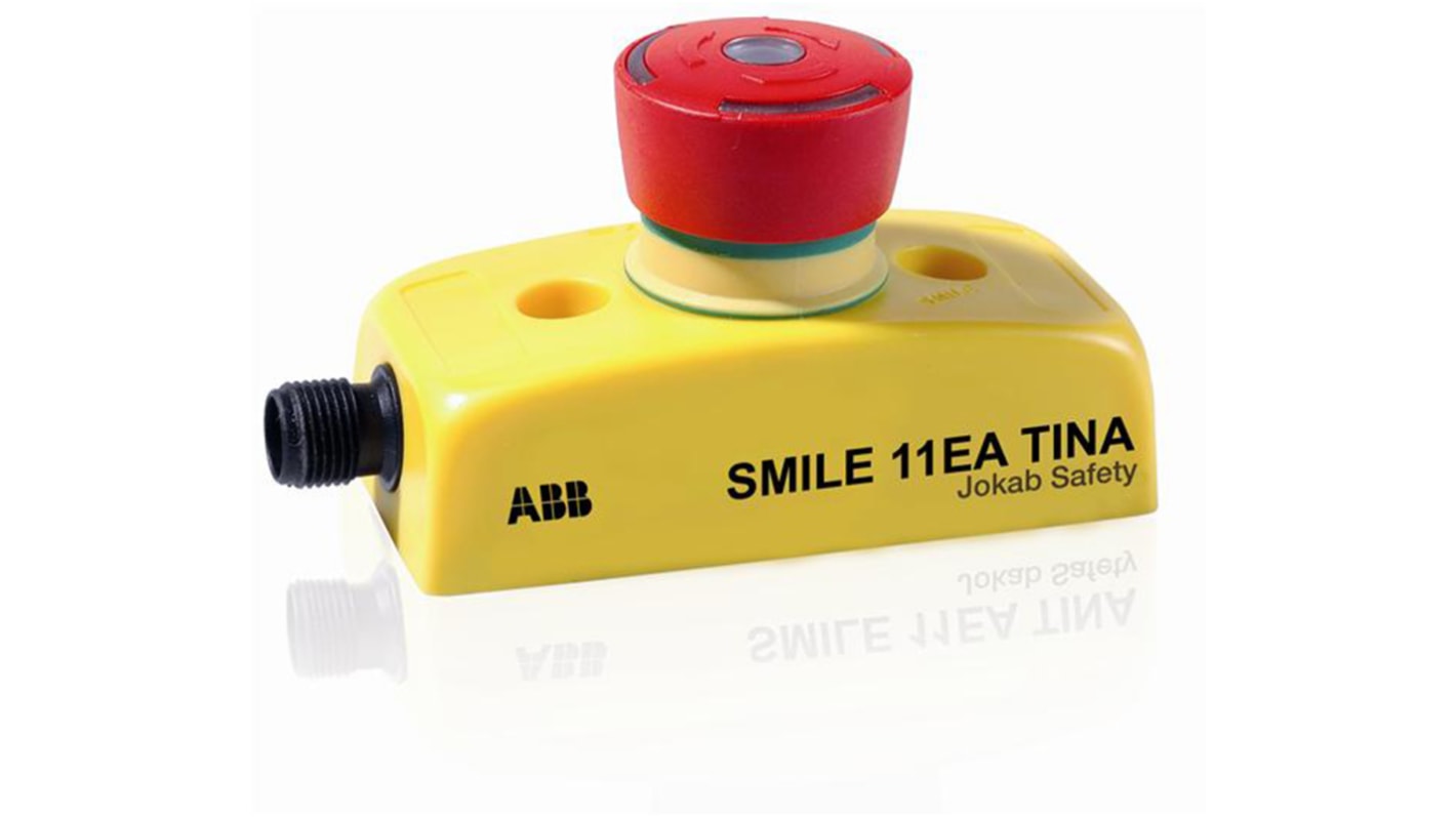 ABB Jokab Smile 11 EA Tina Series Twist Release Emergency Stop Push Button, Panel Mount, IP65