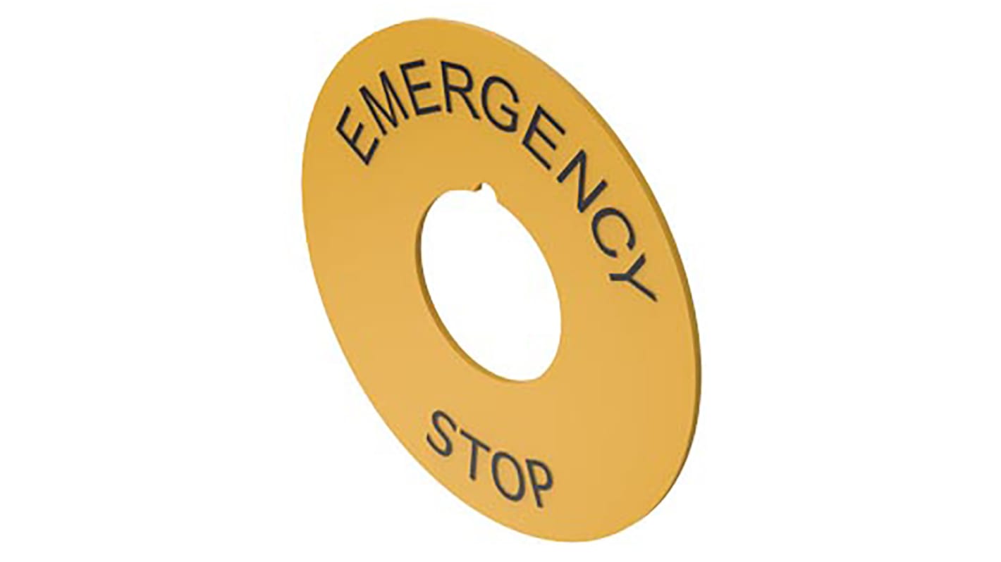 Placa de parada de emergencia EAO para usar con Botón pulsador de la serie 61