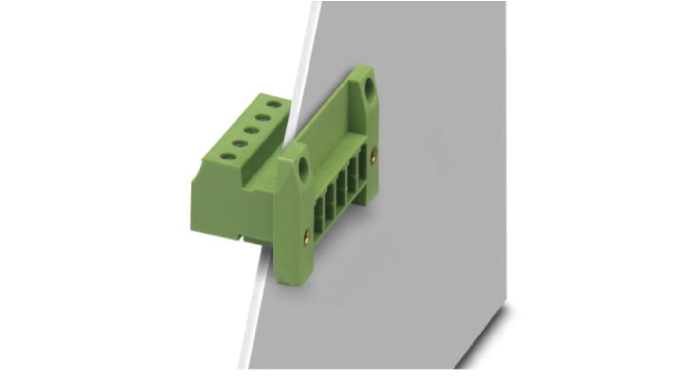 Phoenix Contact 7.62mm Pitch 6 Way Pluggable Terminal Block, Feed Through Header, Cable Mount, Panel Mount, Screw