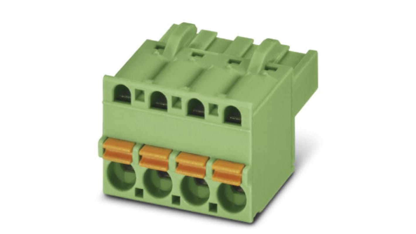 Phoenix Contact 5.08mm Pitch 4 Way Pluggable Terminal Block, Plug, Panel Mount, Screw Termination