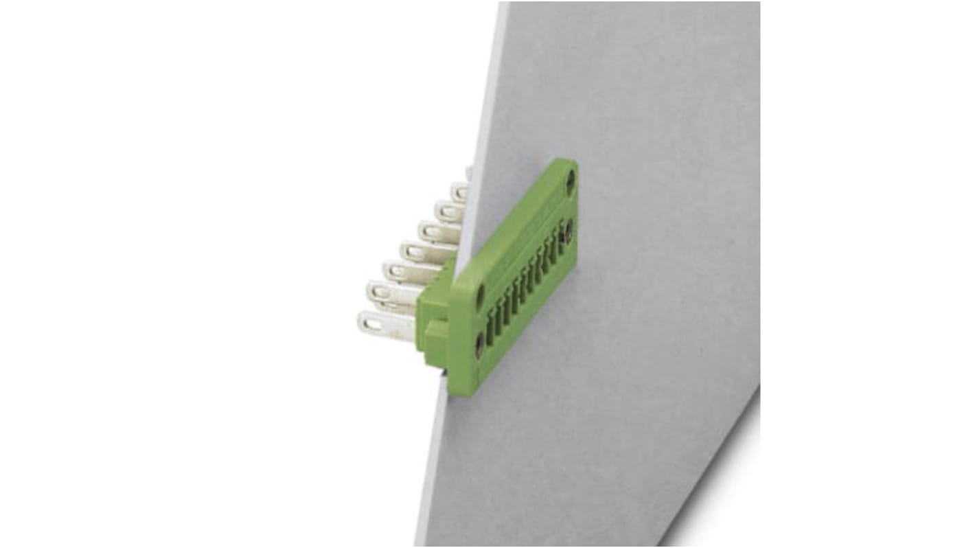 Phoenix Contact 3.81mm Pitch 6 Way Pluggable Terminal Block, Feed Through Header, Panel Mount, Solder/Slip on