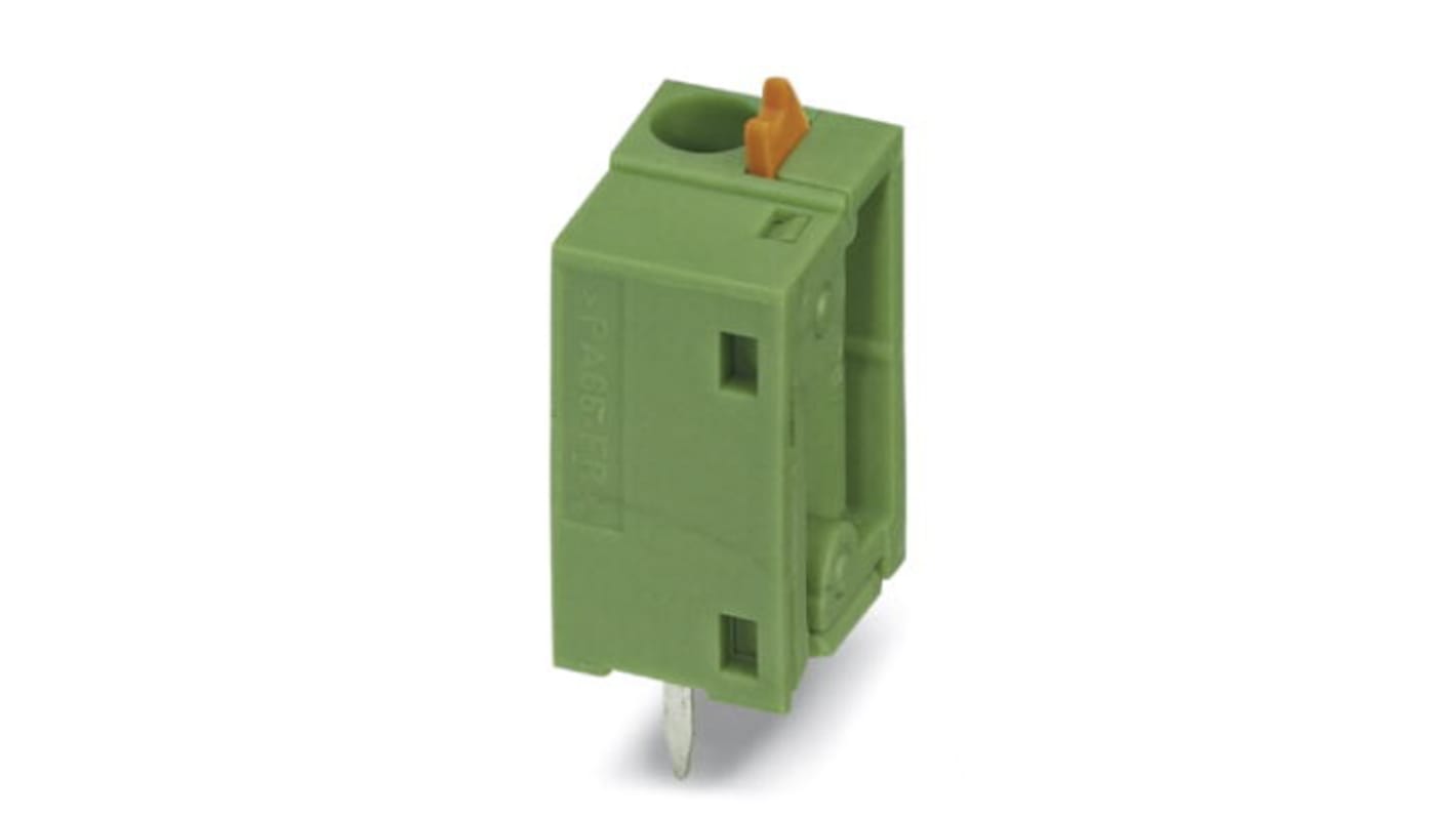 Borne para PCB Macho Phoenix Contact de 1 vía , paso 7.62mm, 15A, de color Verde, montaje Montaje en orificio pasante,