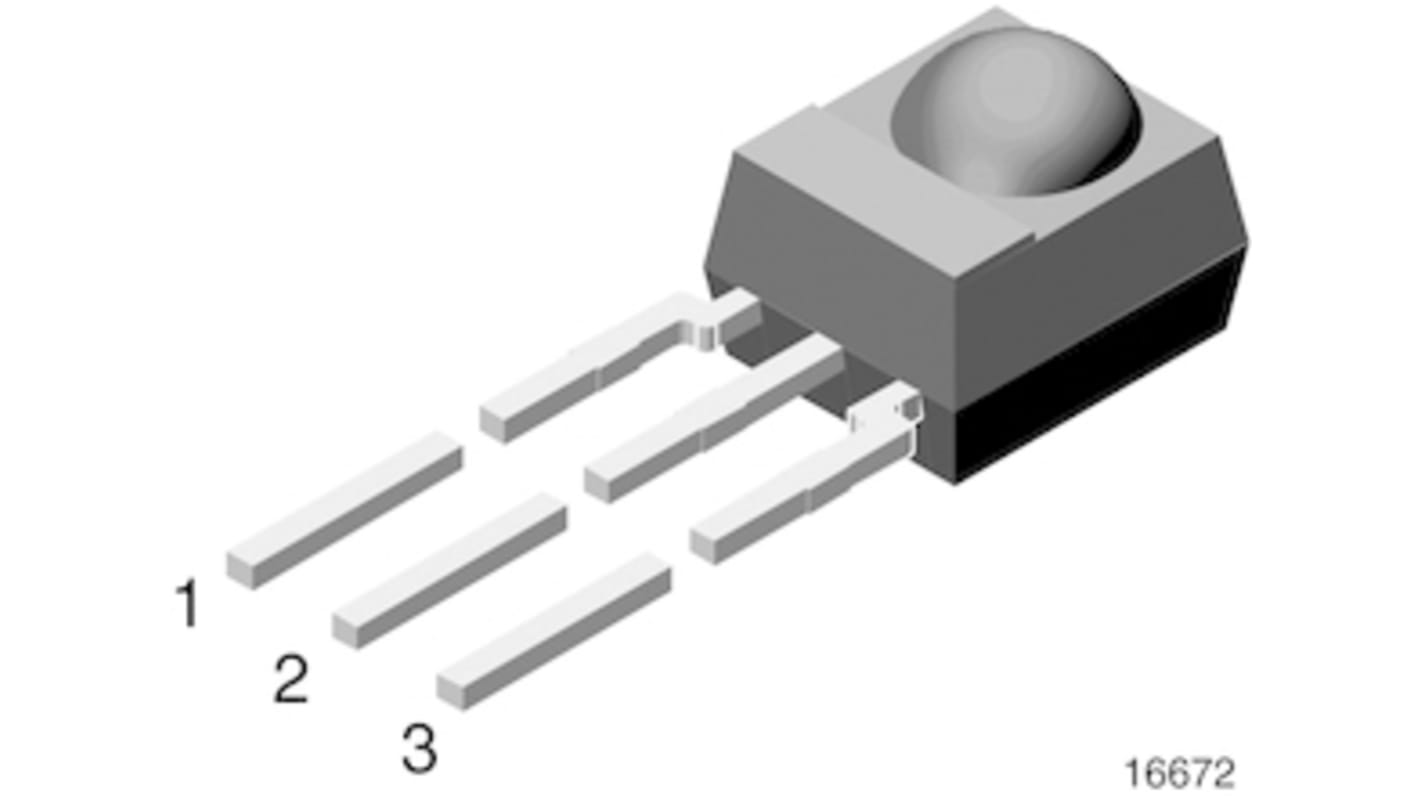 Receptor IR Vishay TSOP14238, ±45 °, frec. portadora 38kHz, 2,5 → 5,5 V, rango 30m, mont. pasante de 3 pines