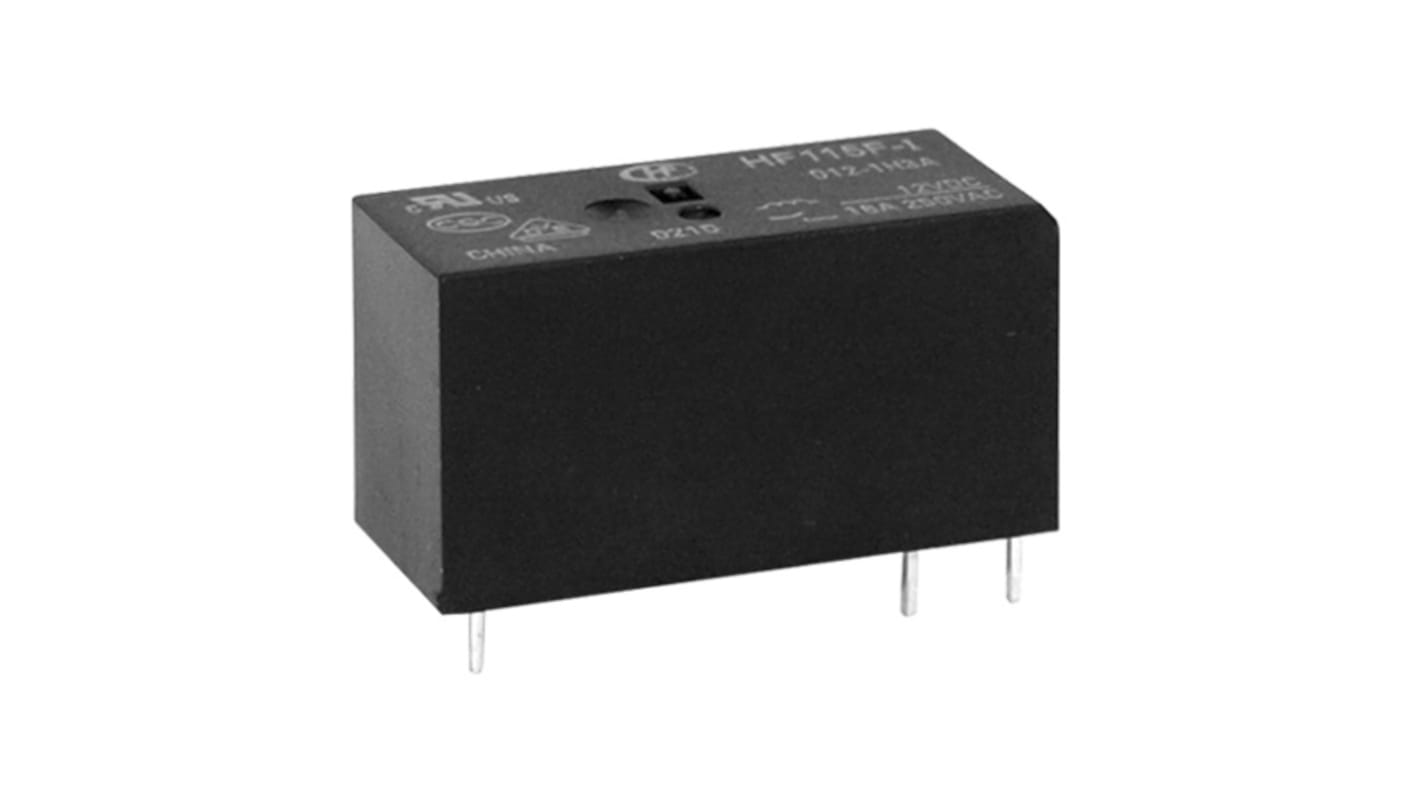 Hongfa Europe GMBH PCB Mount Power Relay, 12V dc Coil, 16A Switching Current, SPST