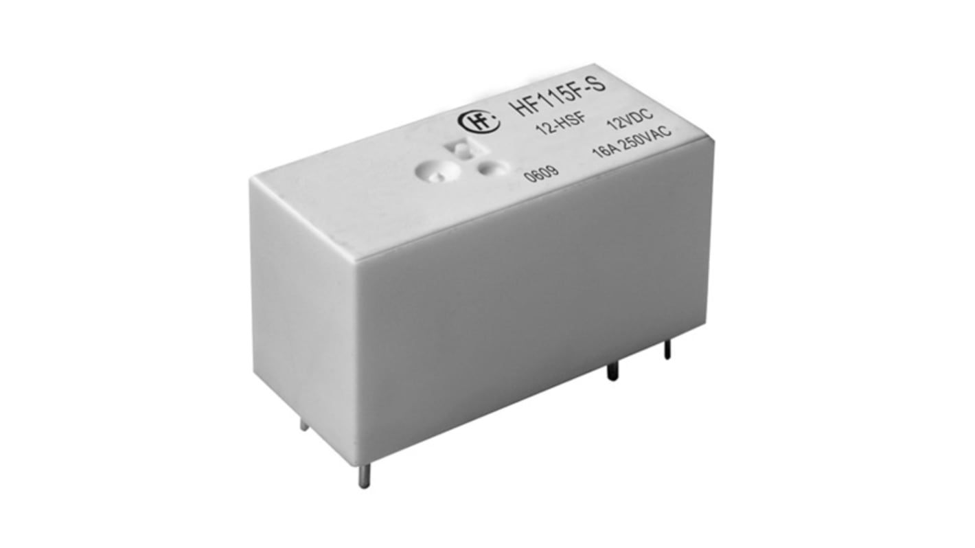 Hongfa Europe GMBH PCB Mount Power Relay, 12V dc Coil, 16A Switching Current, SPST