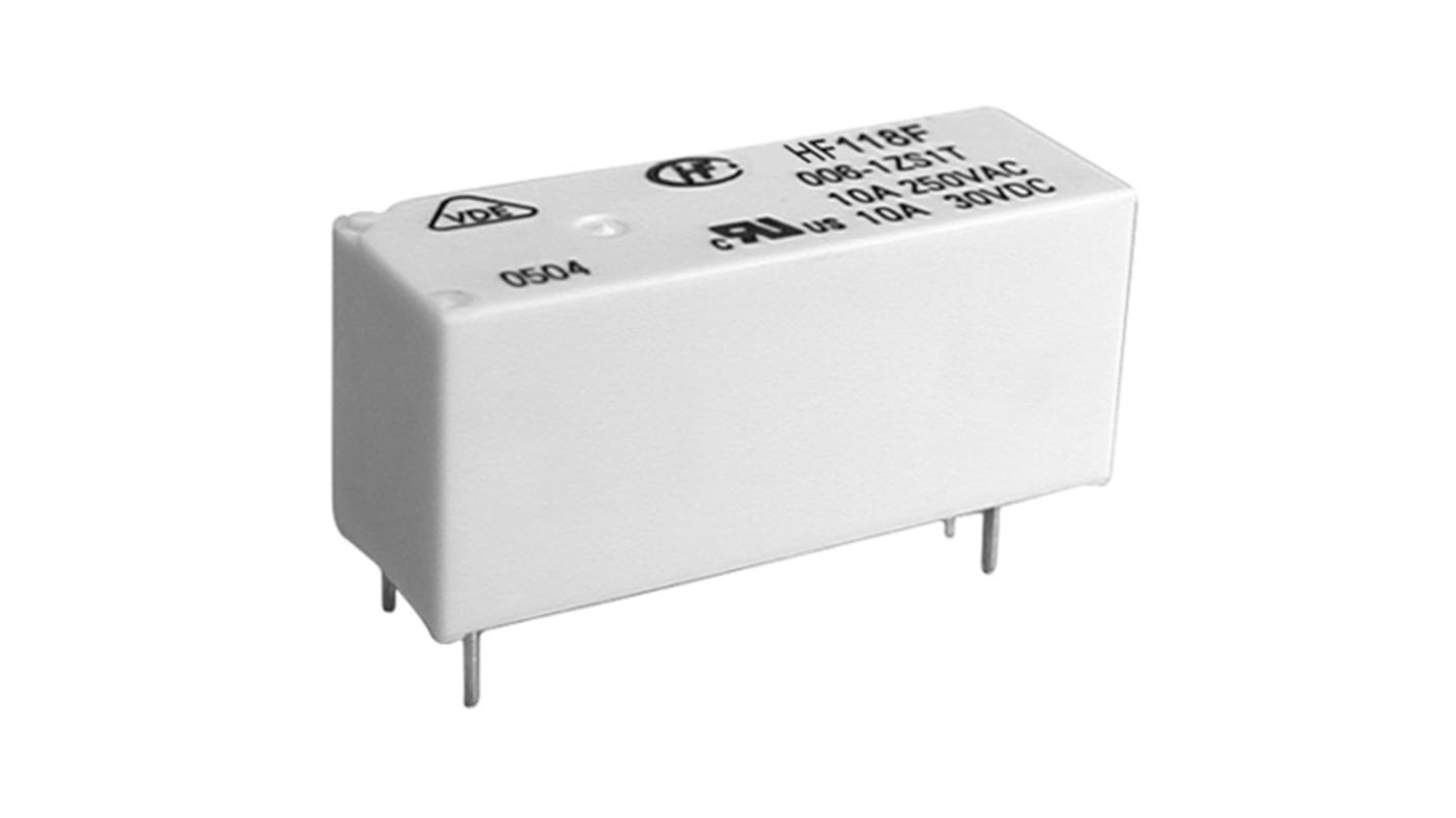 Hongfa Europe GMBH PCB Mount Power Relay, 12V dc Coil, 10A Switching Current, SPST