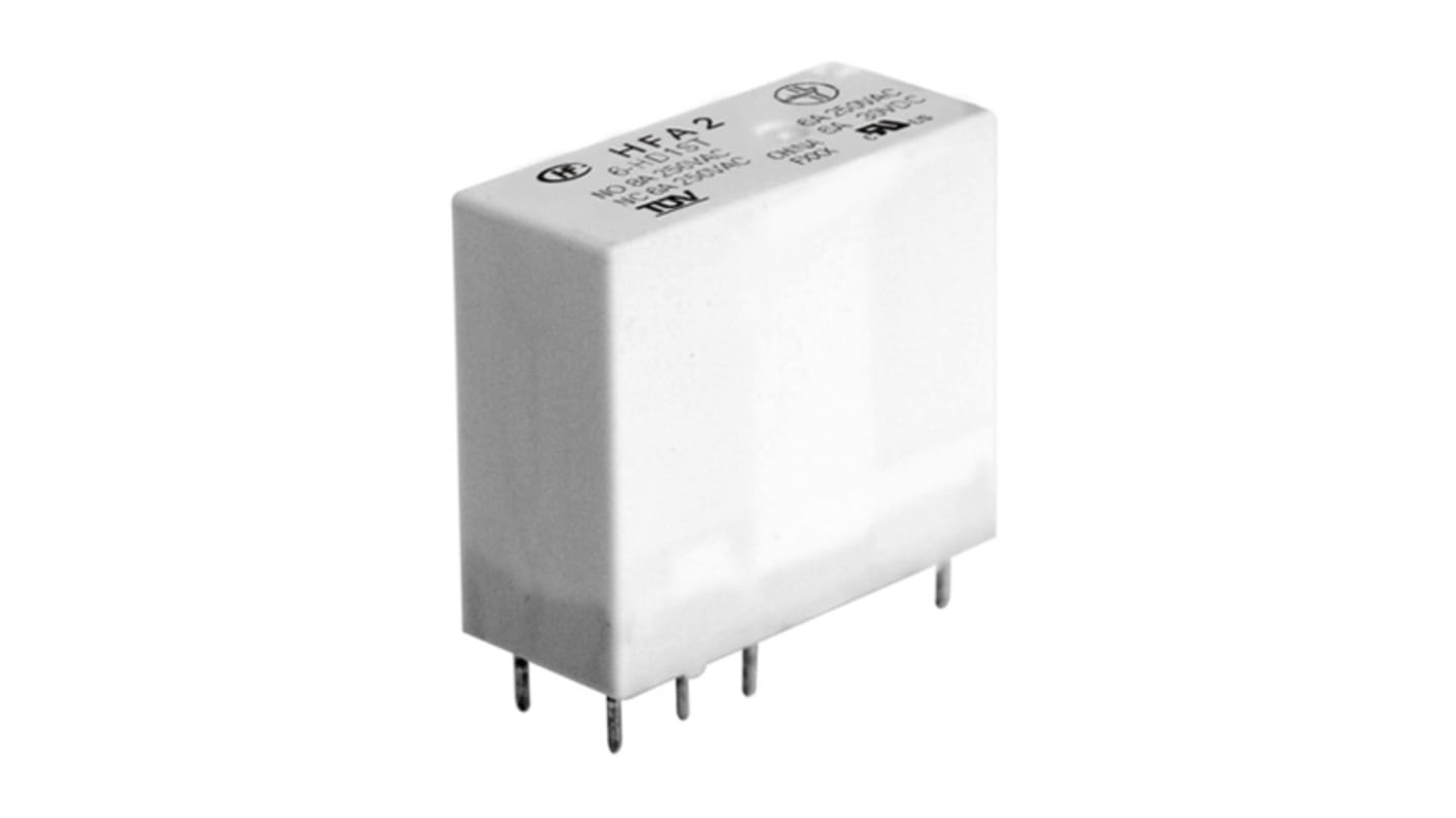 Hongfa Europe GMBH PCB Mount Force Guided Relay, 12V dc Coil Voltage, 2 Pole, DPDT