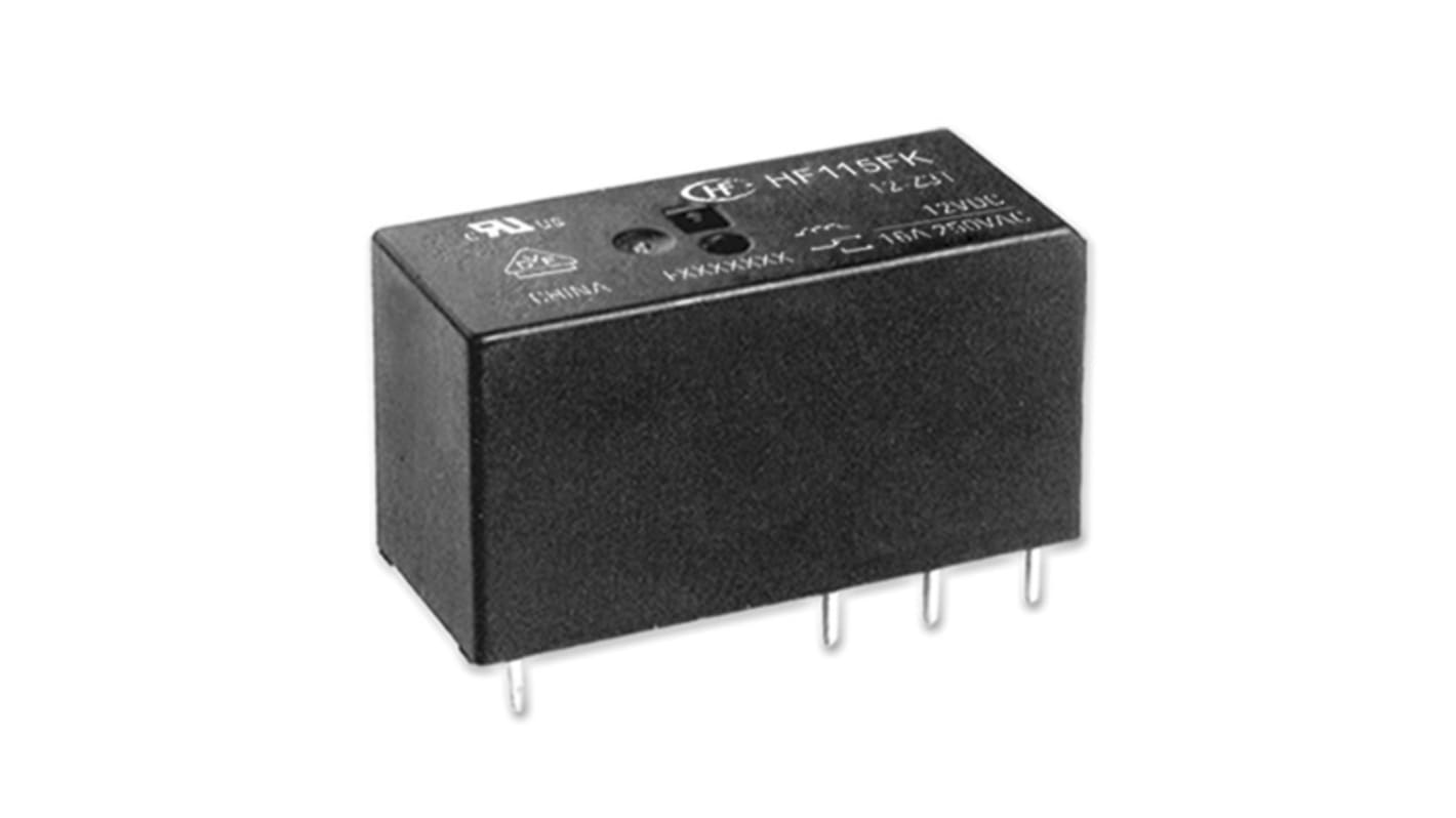 Hongfa Europe GMBH PCB Mount Power Relay, 5V dc Coil, 10A Switching Current, DPDT