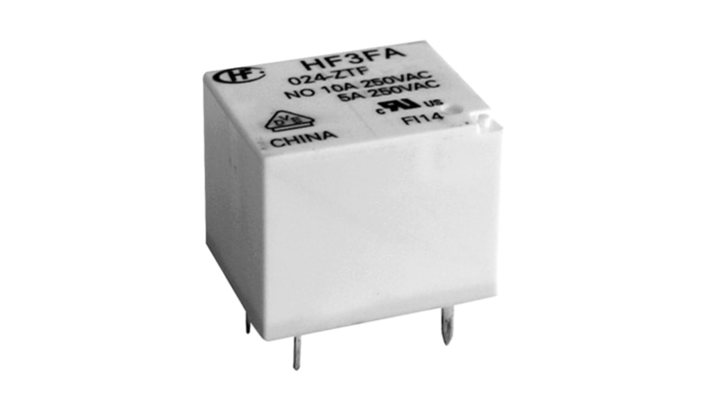 Hongfa Europe GMBH PCB Mount Power Relay, 5V dc Coil, 15A Switching Current, SPST