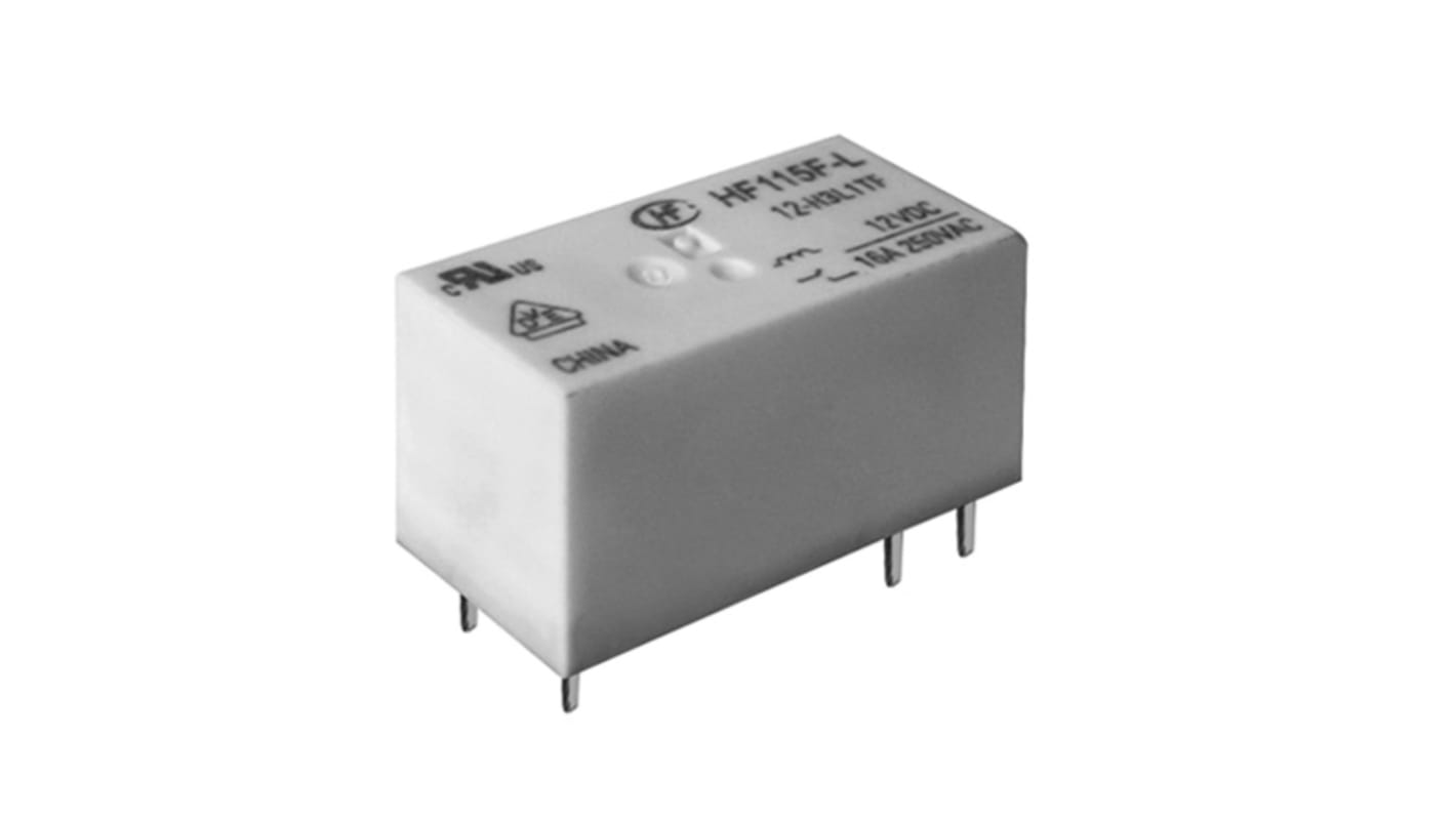 Táprelé SPDT Nyomtatott áramkörre szerelhető, 20 A, 12V dc HF115F-L