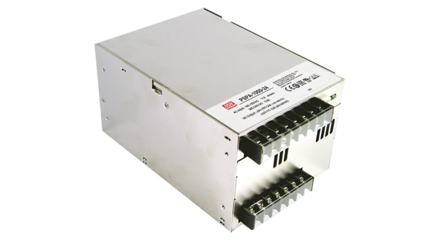 MEAN WELL Switching Power Supply, PSPA-1000-15, 15V dc, 64A, 960W, 1 Output, 127 → 370 V dc, 90 → 264 V