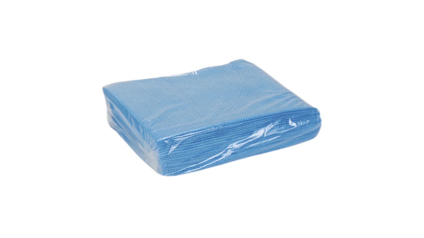 RS PRO Blue Cloths for Heavy Duty Wiping, Box of 25, 49 x 38cm, Repeat Use