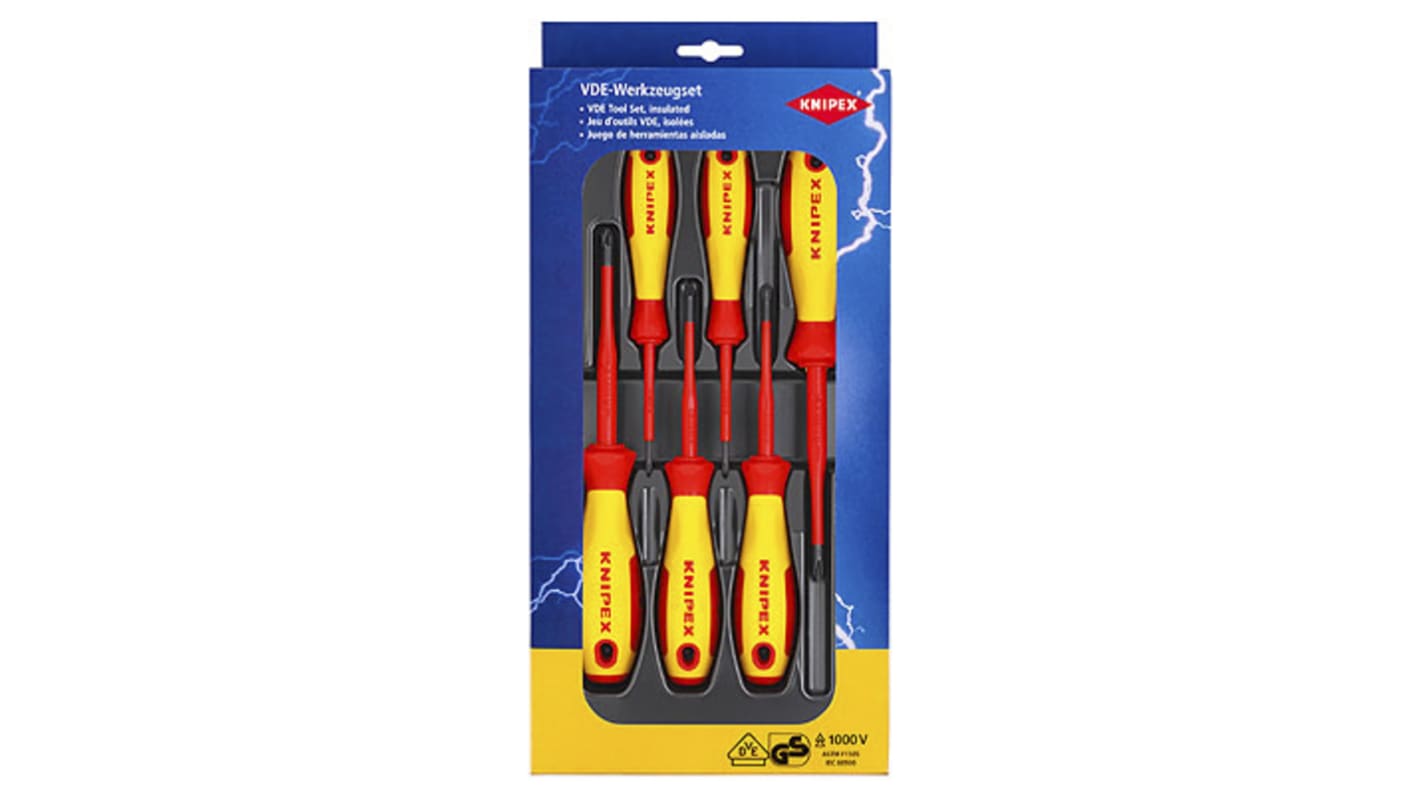 Knipex 00 20 12 V03 Phillips; Pozidriv Insulated Screwdriver Set, 6