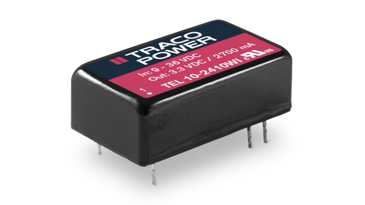 Convertisseur DC-DC TRACOPOWER, TEL 10WI, Montage traversant, 10W, 1 sortie, 24V c.c., 416mA