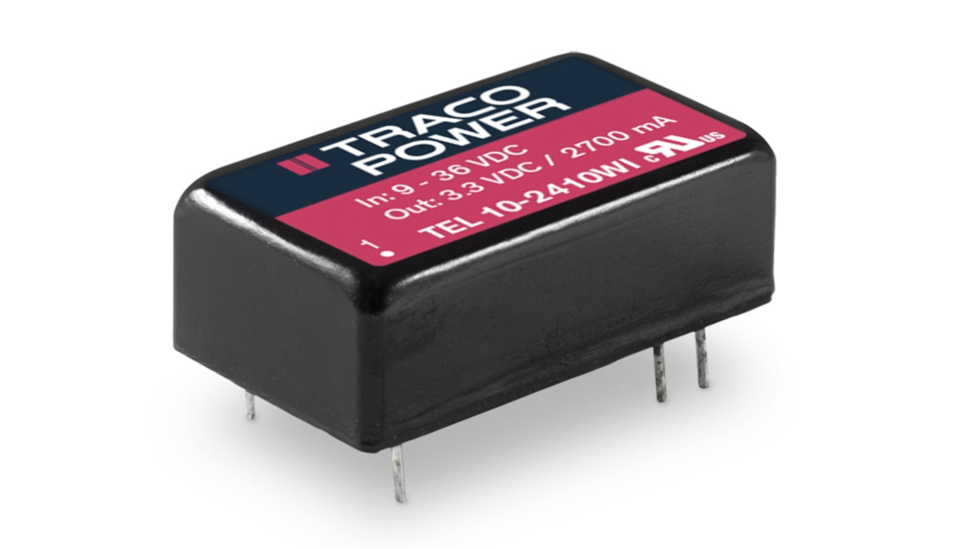 TRACOPOWER TEL 10WI DC-DC Converter, 15V dc/ 666mA Output, 9 → 36 V dc Input, 10W, Through Hole, +88°C Max Temp