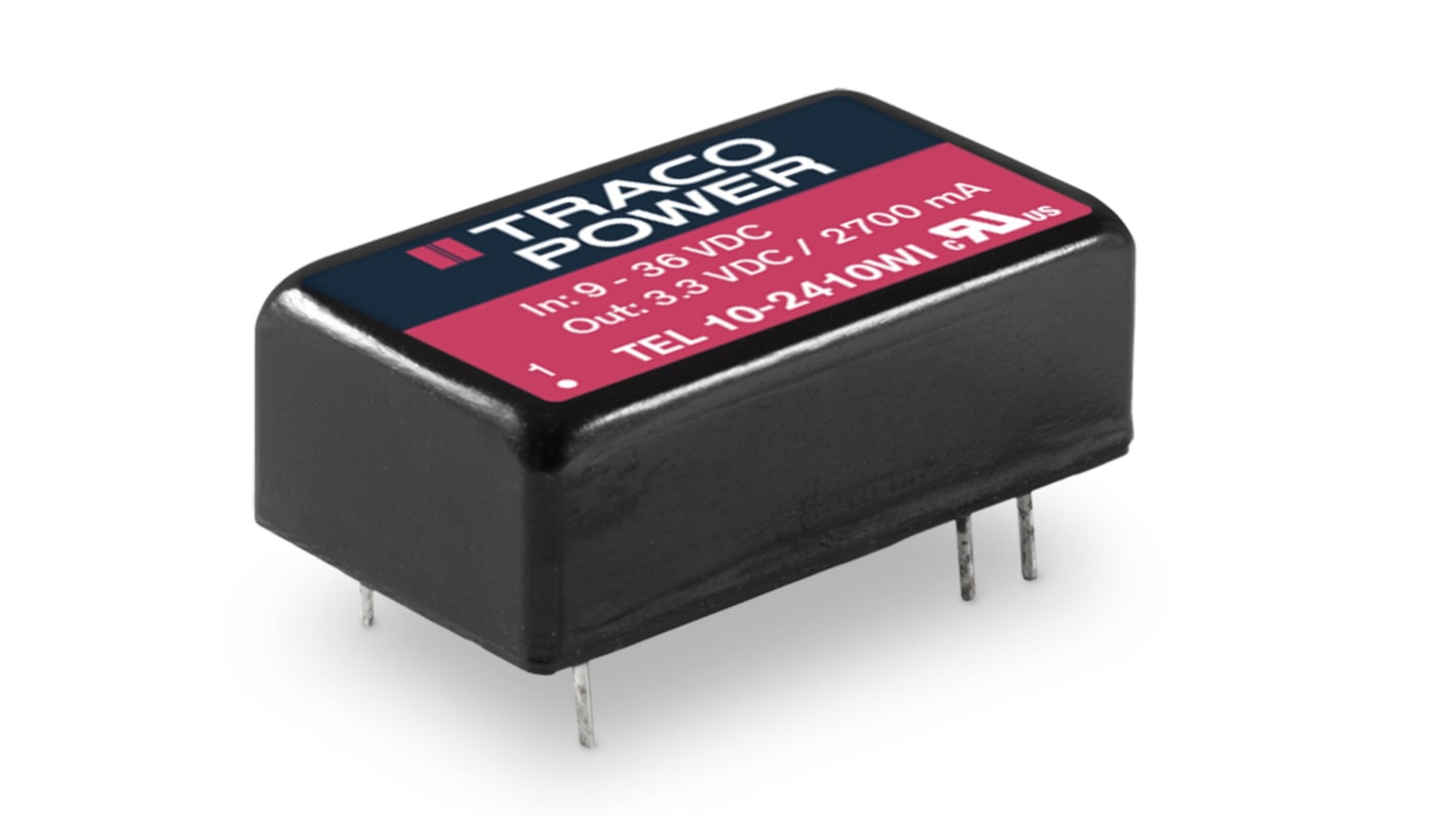 Convertisseur DC-DC TRACOPOWER, TEL 10WI, Montage traversant, 10W, 2 sorties, ±15V c.c., ±333mA