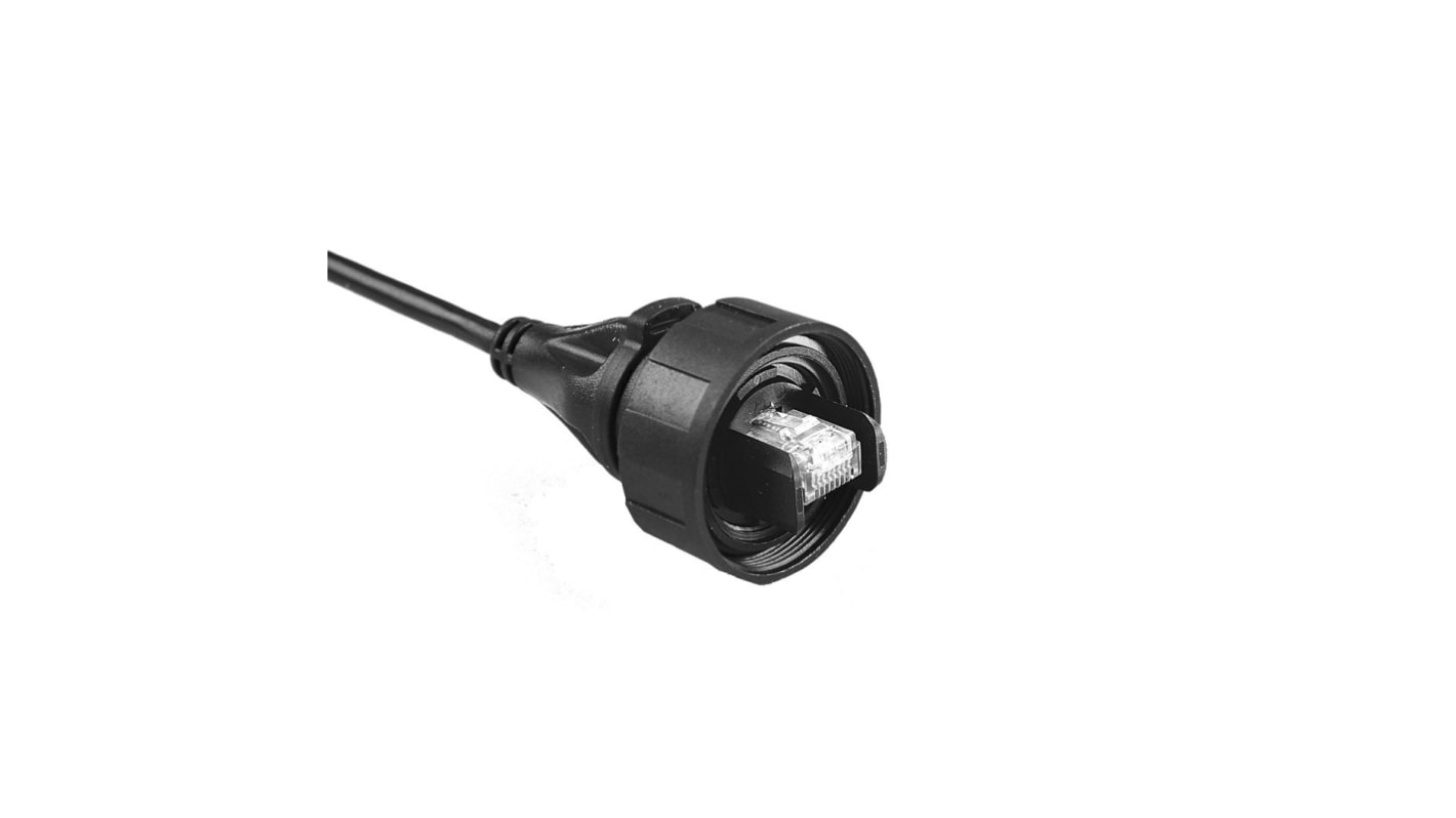 Bulgin PX0896 Ethernetkabel Cat.6a, 2m, Schwarz Patchkabel, A RJ45 S/FTP Stecker, Polyurethan, PVC