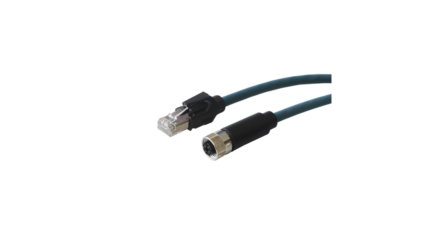 Bulgin Ethernet kábel, Cat6a, M12 - RJ45, 1m, Kék, 48 V AC/DC