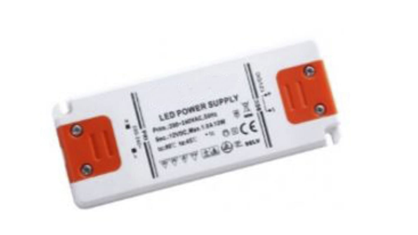 Driver LED tensión constante RS PRO de 2 salidas, IN: 200 → 240 V ac, OUT: 12V, 1.25A, 15W, IP20