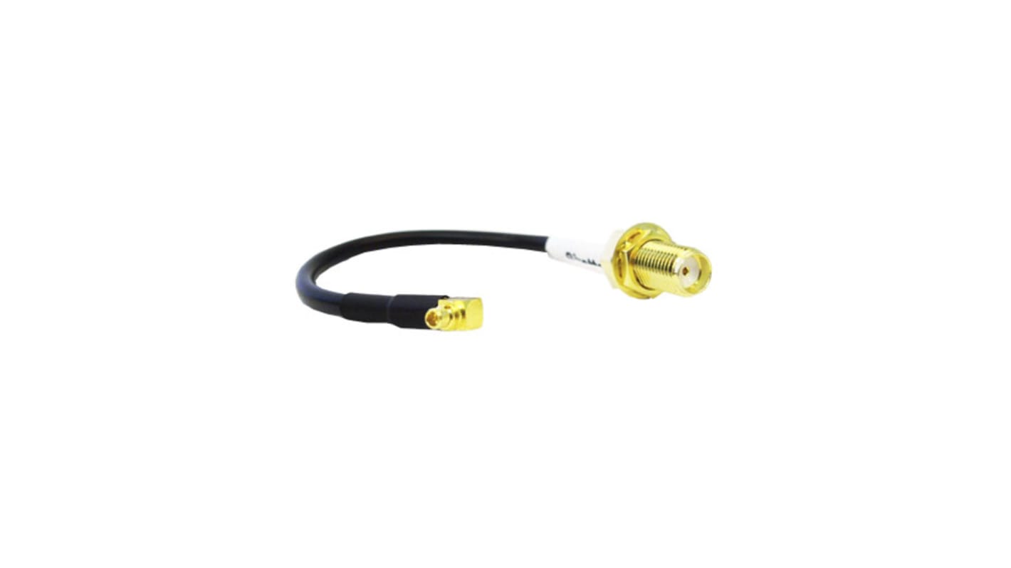 Cable coaxial RG174 Siretta, 50 Ω, con. A: MMCX, Macho, con. B: SMA, Hembra, long. 150mm, funda de PVC Negro