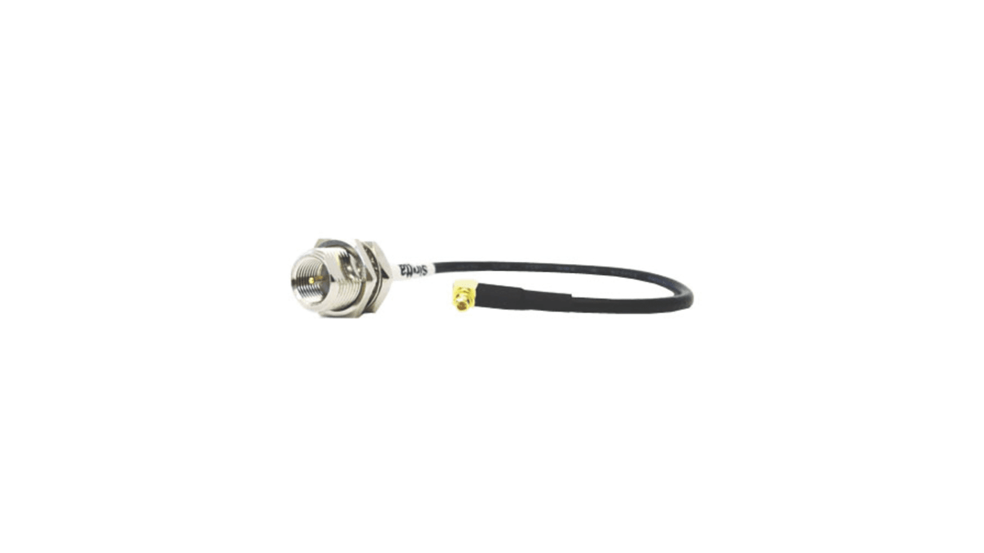 Cable coaxial RG174 Siretta, 50 Ω, con. A: MMCX, Macho, con. B: FME, Macho, long. 150mm, funda de PVC Negro