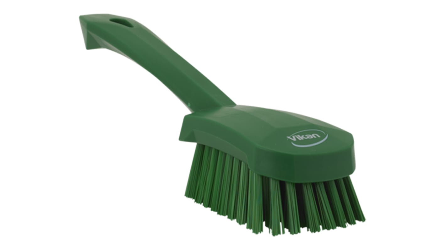 Vikan Hard Bristle Green Scrubbing Brush, 36mm bristle length, Polyester bristle material