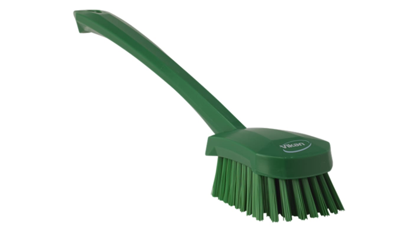 Vikan Hard Bristle Green Scrubbing Brush, 36mm bristle length, Polyester bristle material