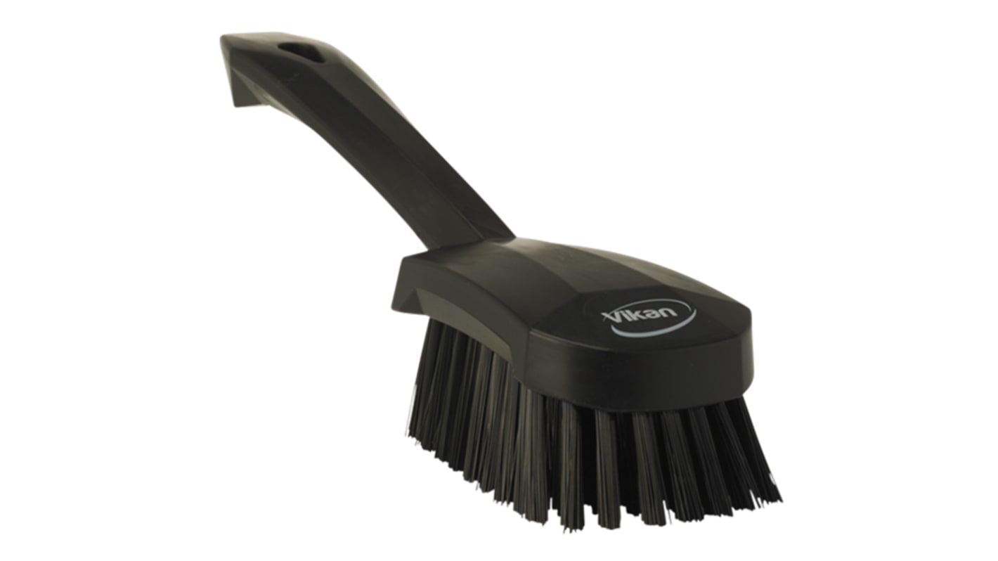 Vikan Hard Bristle Black Scrubbing Brush, 36mm bristle length, Polyester bristle material