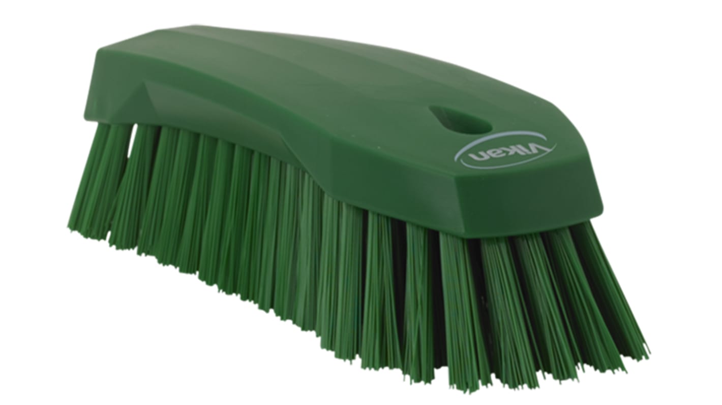 Vikan Hard Bristle Green Scrubbing Brush, 36mm bristle length, Polyester bristle material