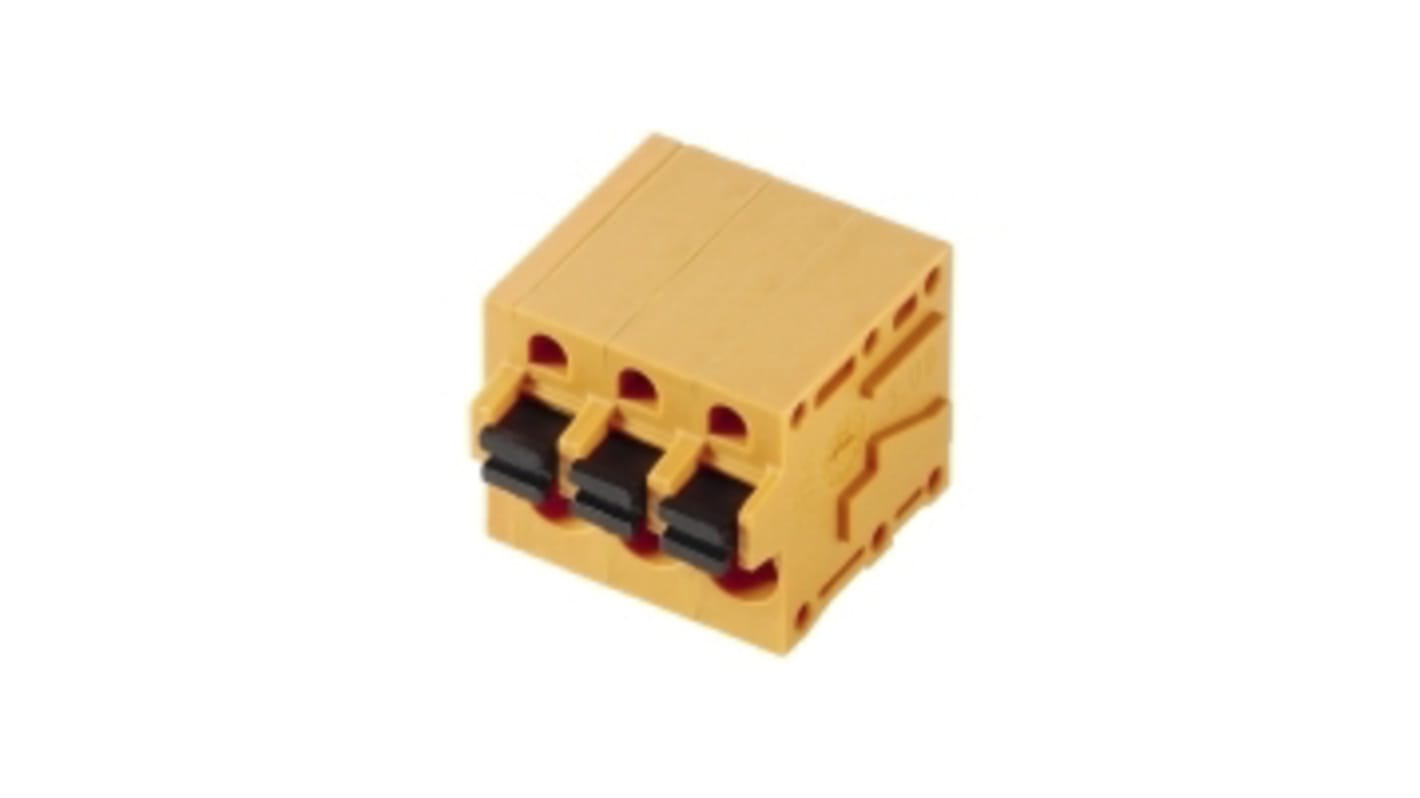 Borne para PCB Macho Weidmuller de 6 vías , paso 5.08mm, 20A, de color Naranja, montaje Montaje en orificio pasante,