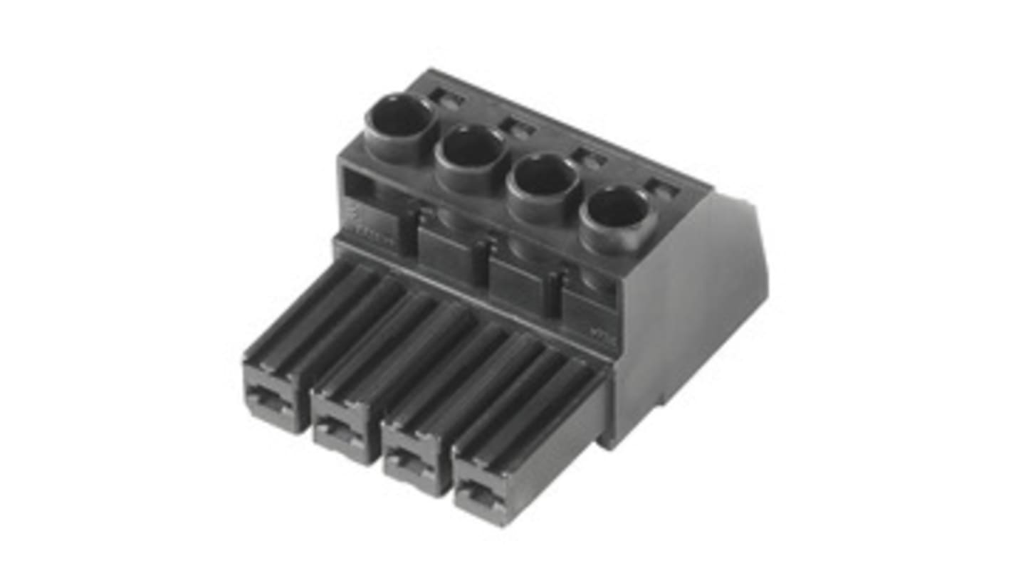 Weidmuller 7.62mm Pitch 3 Way Right Angle Pluggable Terminal Block, Plug, Through Hole, Screw Termination