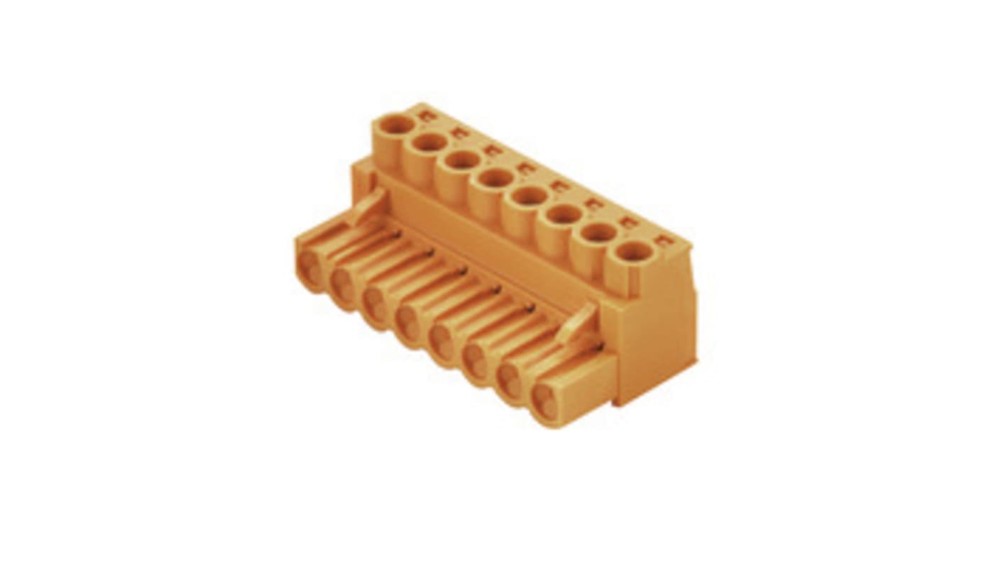 Bloque de terminal PCB Hembra a 90° Weidmüller de 2 vías, paso 5.08mm, 20A, de color Naranja, montaje Montaje en