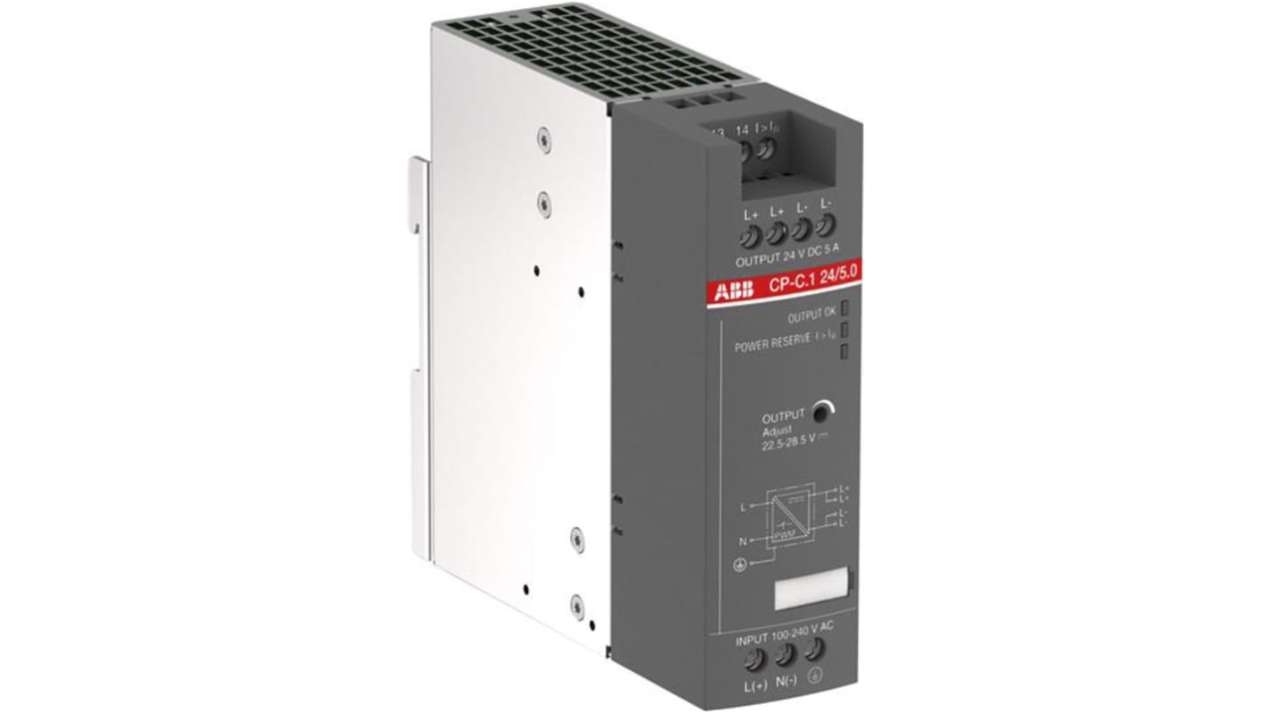 ABB CP-C.1 Switched Mode DIN Rail Power Supply, 85 → 264 V ac / 90 → 300V dc ac, dc Input, 24V dc dc