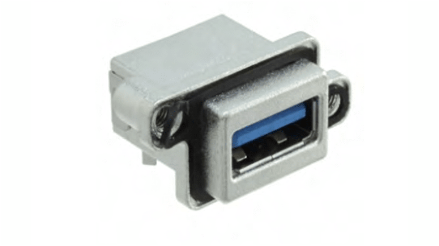 Conector USB Amphenol ICC MUSBR-3193-M0, Hembra, , 1 puerto puertos, Ángulo de 90° IP67, Montaje en PCB, Versión 3.0,