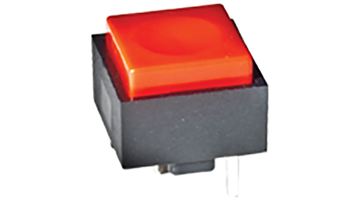 Interruptor de Botón Pulsador C & K, color de botón Rojo, SPST, acción momentánea, 25 mA, 50V ac/dc, Montaje en