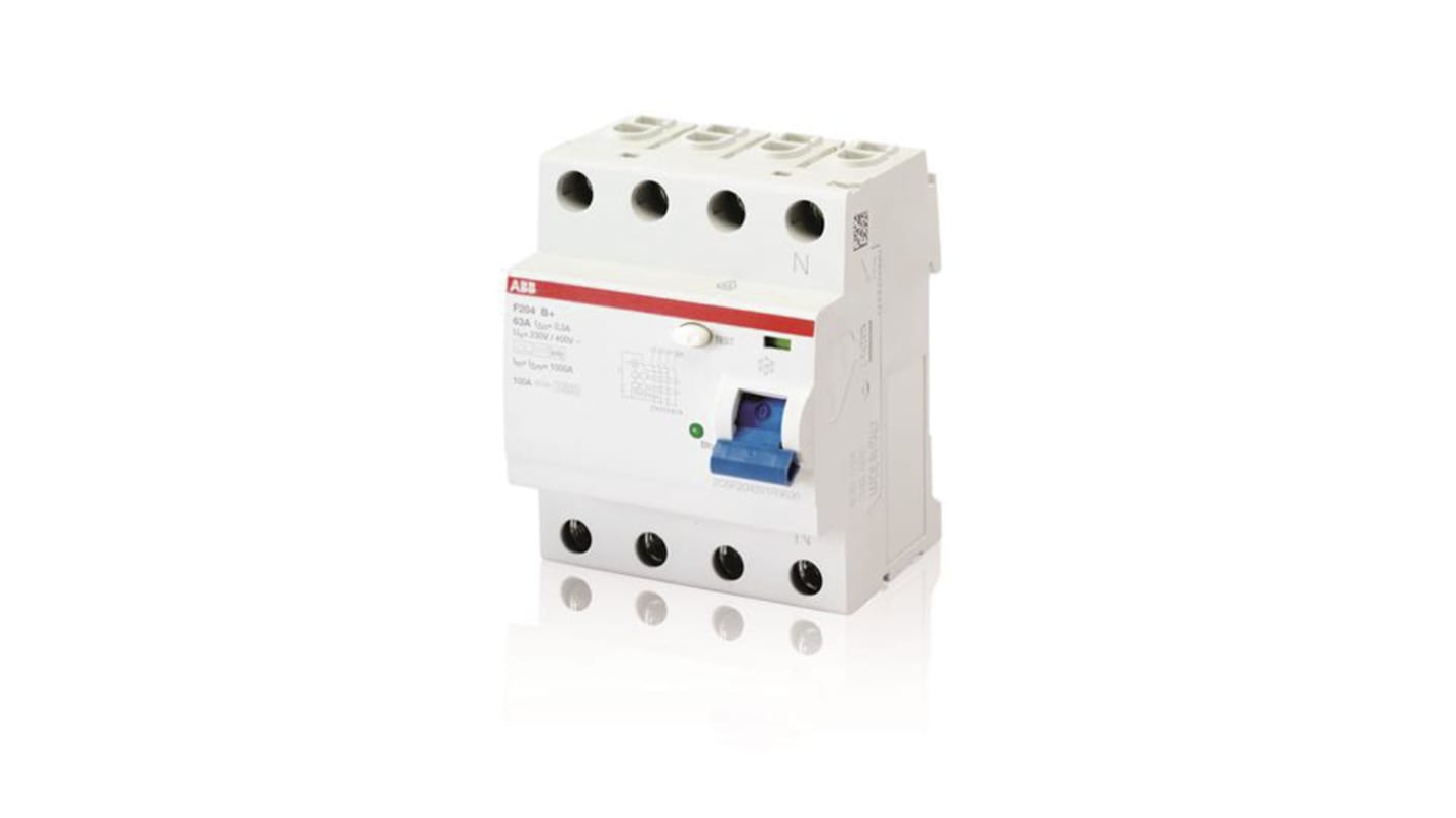 ABB RCCB 4 pólusú B típusú, 40A F, 30mA, F200 sorozat 400V