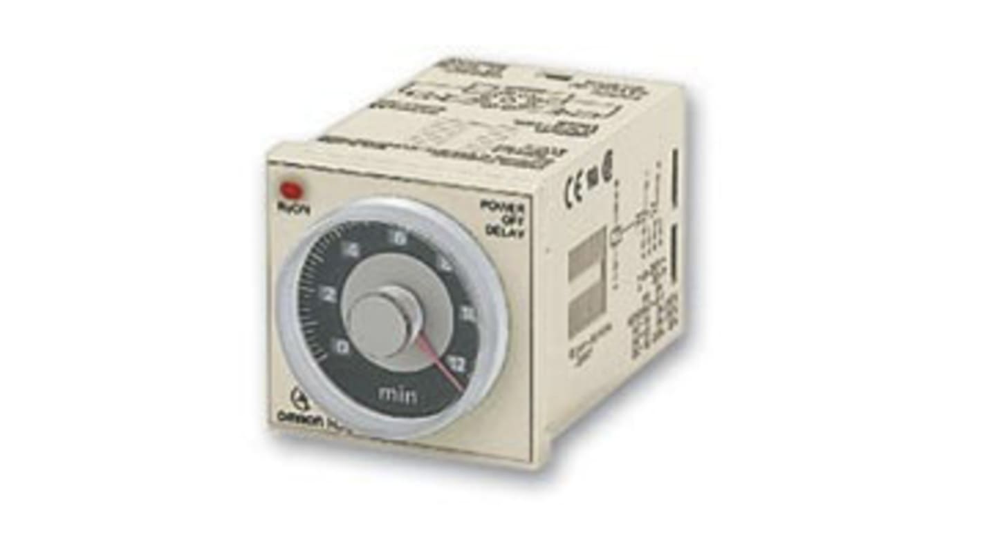 Relais temporisé Omron H3CR, 200 → 240V c.a., Rail DIN, 2 contacts