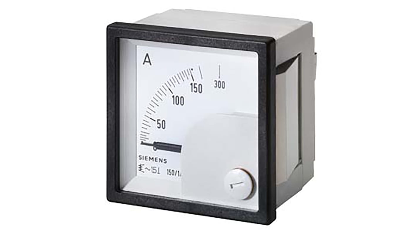 Amperomierz analogowy panelowy AC zakres 5 → 150A wartość 150A Siemens