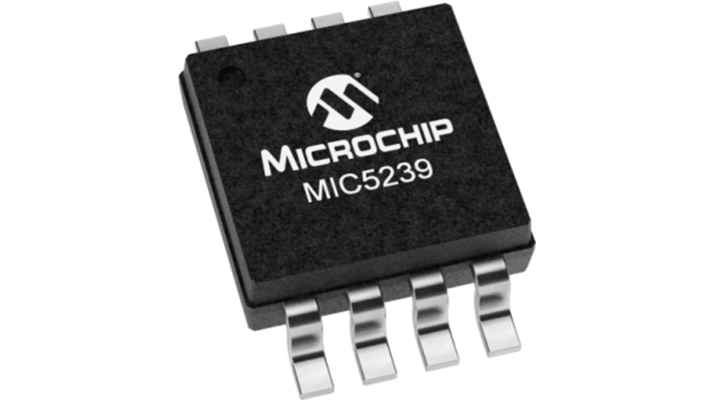 Microchip 電圧レギュレータ 低ドロップアウト電圧 5 V, 8-Pin, MIC5239-5.0YMM