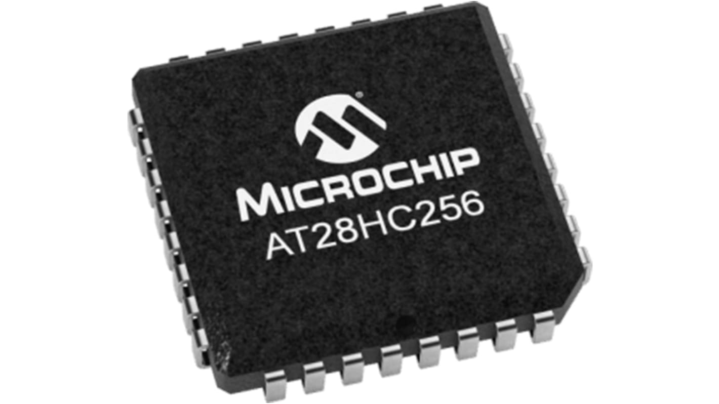 Memoria EEPROM en paralelo AT28HC256-12JU Microchip, 256kbit, 32K x, 8bit, Paralelo, 120ns, 32 pines PLCC