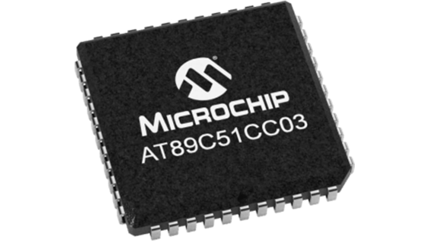 Microcontrolador Microchip AT89C51CC03CA-SLSUM, núcleo CPU de 8 bits de 8bit, RAM 256 B, 60MHZ, PLCC de 44 pines