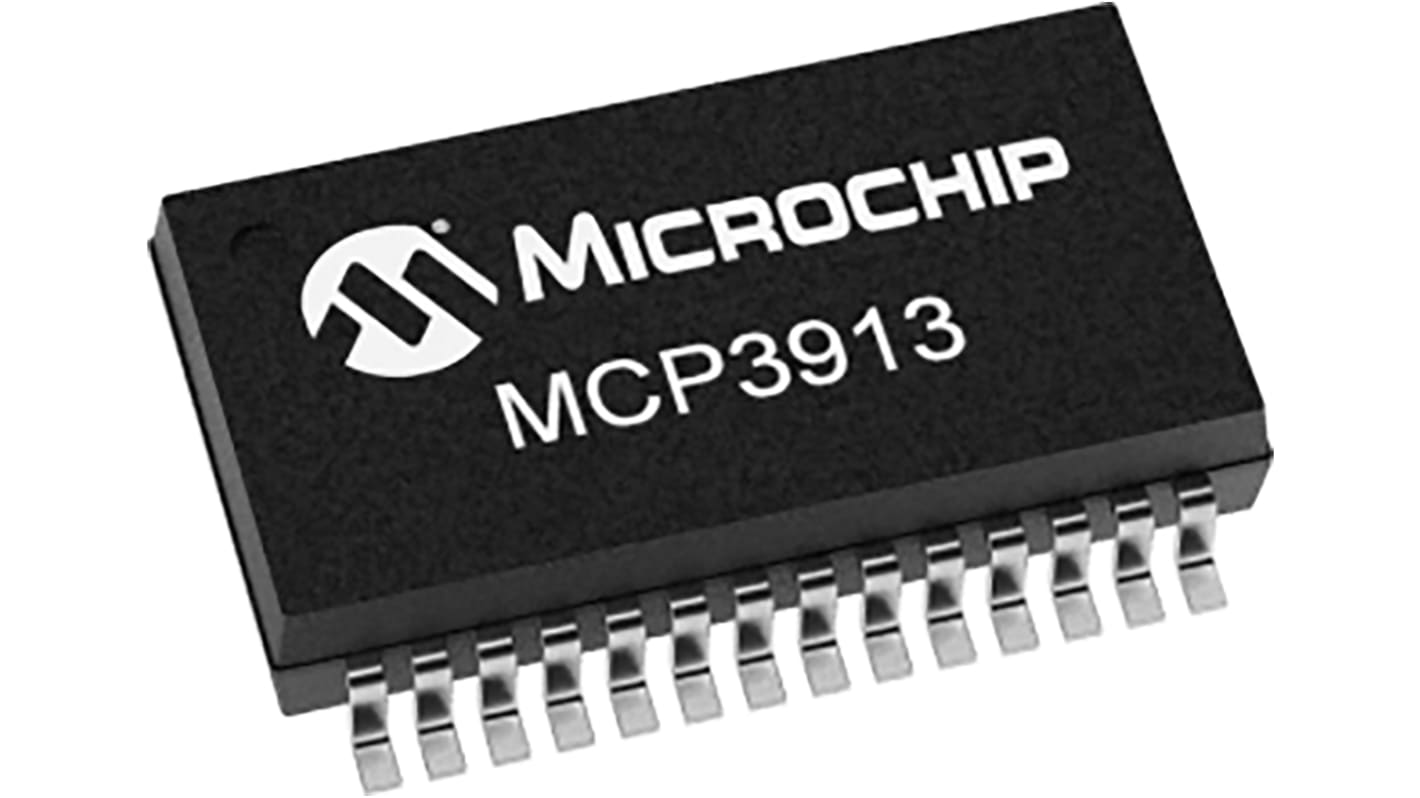 AEC-Q100 Circuito integrado frontal analógico, MCP3913A1-E/SS, 24 bits SPI, 6 canales, SSOP, 28 pines